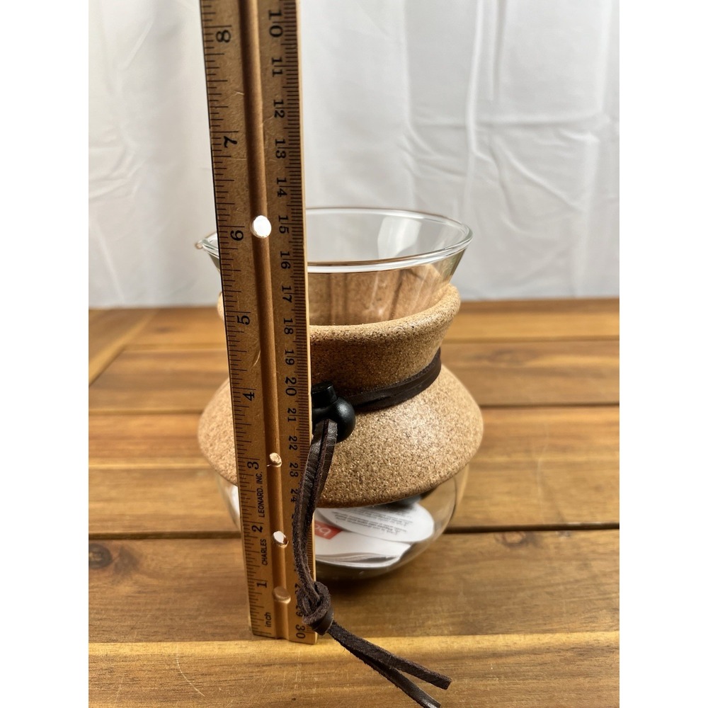BODUM Pour Over Coffee Maker w Cork Sleeve & Leather Tie NWOB Mini 6" 17oz - Picture 7 of 7